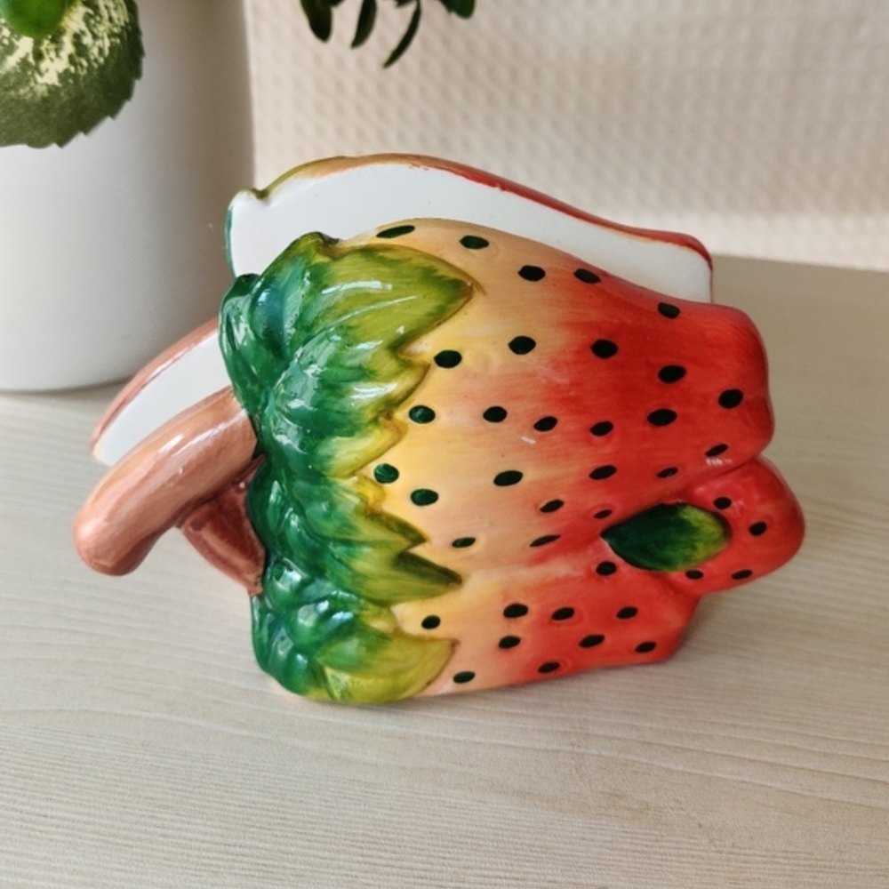 Vintage Ceramic Strawberry Napkin Holder